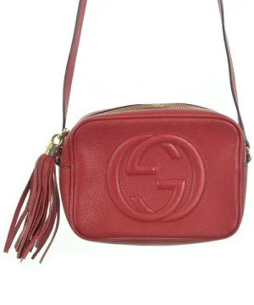 Gucci Soho Disco Bag embossed interlocking G logo leather tassel Red